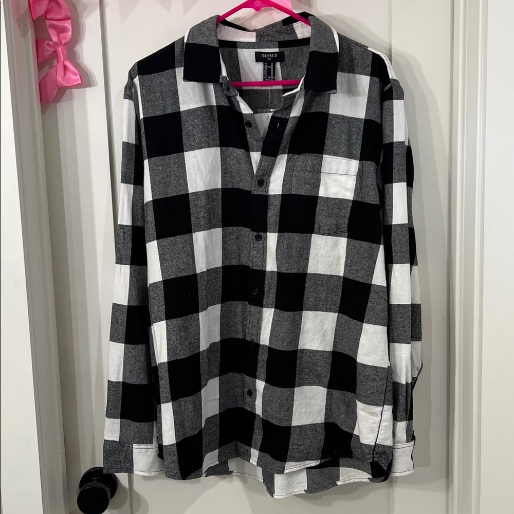 Forever 21 black and white Checkered Flannel